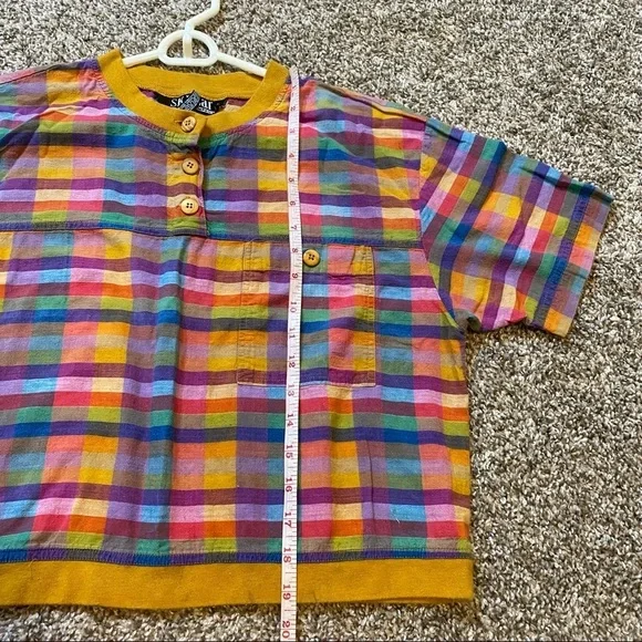 Vintage Retro Tartan Plaid Multicolored Crop Top Size Small - Picture 7 of 8